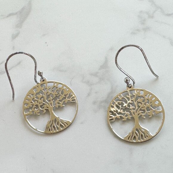 Sterling Silver "Tree Of Life" Dangle Earrings In Gift Box - Picture 1 of 8